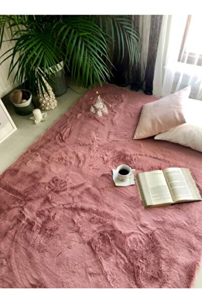 MACRO HOME Tavşan Tüyü Post Puffy Gül Kurusu