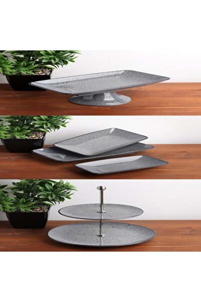 Keskinbıçak Seramik 5 Parça Sunum Seti Antrasit