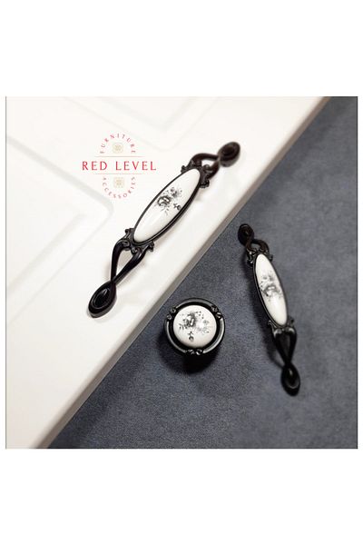 Red Level Black Emerald 128 mm Porcelain Handle - Cabinet Drawer Furniture Kitchen Handle 246
