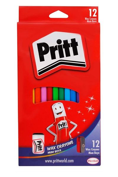 Pritt Pastel Candle Color Crayon Cardboard - Erasable 12 Color Sizes,1433960