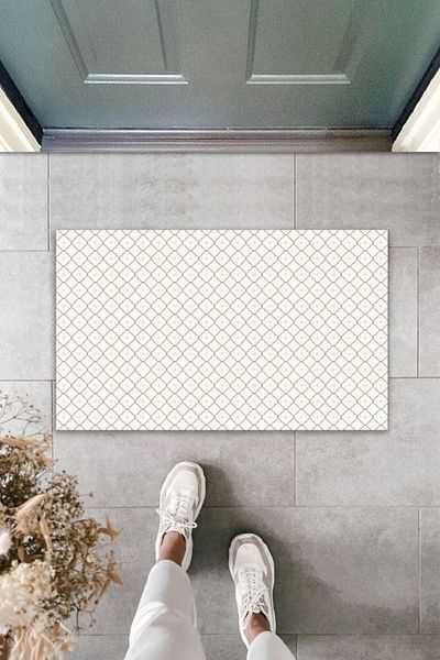 Silkcoat Home Multi-Purpose Decorative Digital Printing Cream Motif Outdoor Doormat