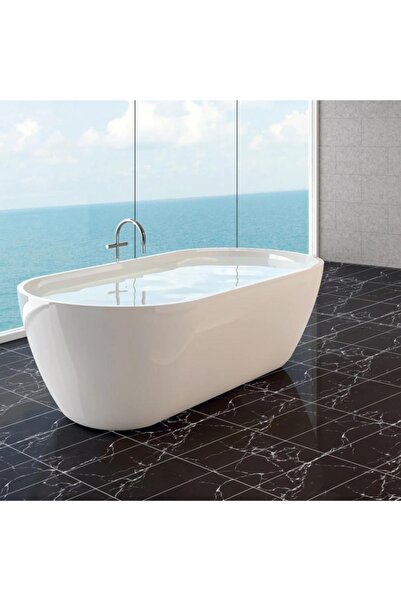 Renkli Duvarlar Yapışkanlı Siyah Mermer Desen 1 Adet 30x60 Cm Zemin Duvar Döş...