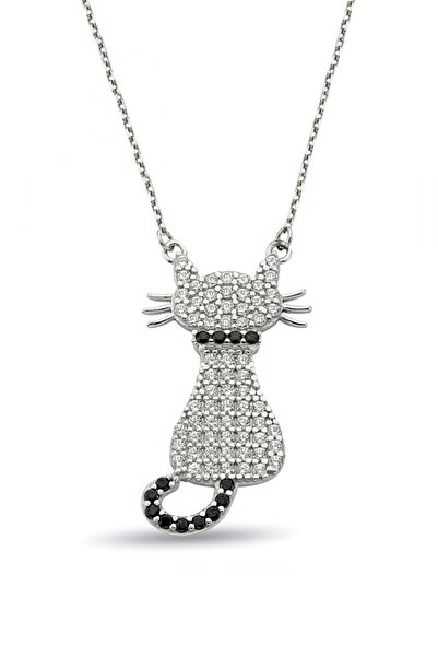 Argentum Concept 925 Ayar Gümüş Zirkon Taşlı Kedi Kolye - N031001