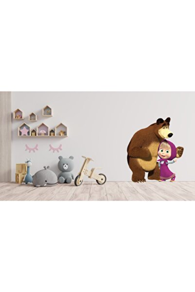 Sepet Yıldızı 60x70 Cm Big Bear Children's Room Wall Sticker - With Masha