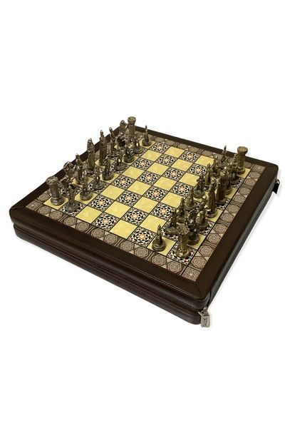 BON CARNET Acar Genuine Leather Vip Bag Chess Set Brown