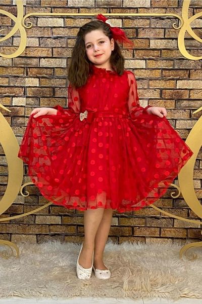 ABİYEKİDS Parapuanli Red Children's Evening Dress