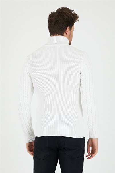 COOL TARZ Λευκό ανδρικό πλεκτό πουλόβερ με σχέδιο ζιβάγκο πουλόβερ-trz8146r12s