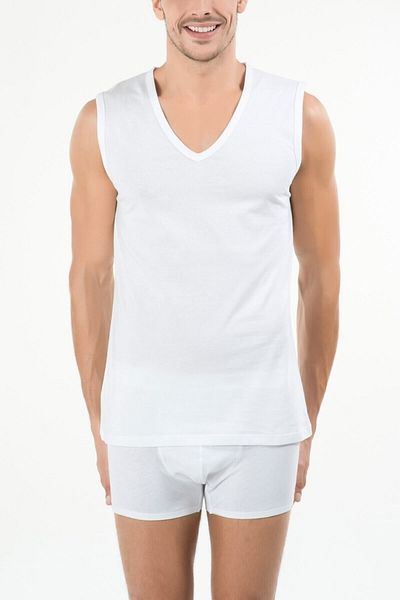 Kom Barry 2 Li V-Neck Sleeveless Undershirt At10021 100% Cotton