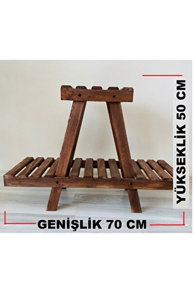 ALANDEKOR Eskitme Ceviz Ahşap Dekoratif Çiçeklik Saksılık Balkon Bahçe Standı...