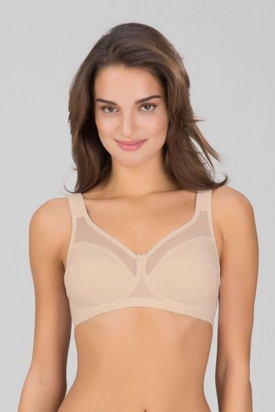 Kom Γυναικείο σουτιέν μπεζ Carnel Wire Free Cotton Unbuttressed Gathering