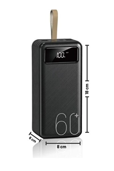 Teknoloji Gelsin 60.000 Mah Powerbank Taşınabilir Şarj Hızlı Dijital Göstergeli Çoklu Kablolu 4usb Girişli El Fenerli