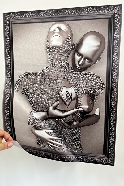 statik kağıt Çerçeve Görünümlü Tutunma Özellikli Tablo Metal Aşk 50-70 Cm