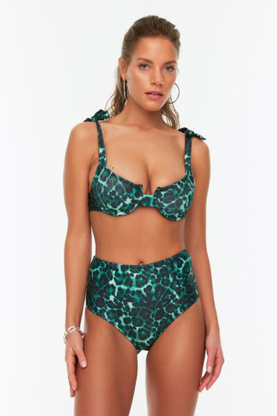 Trendyol Collection Μπικίνι με ψηλόμεσο λεοπάρ στάμπα - TBESS21BA0220