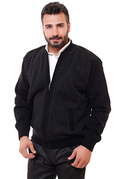 KARBEY TRİKO Battal Lined Steel Knitted Knitwear Coat