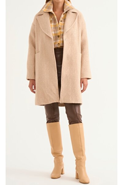 dükkan10butika Жіночий кашемірний пальто оверсайз з кишенями та підкладкою, б...