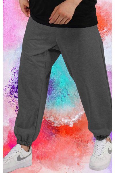 la gizzia Φούτερ Plus Size Φούτερ με ελαστικά πόδια Anthracite