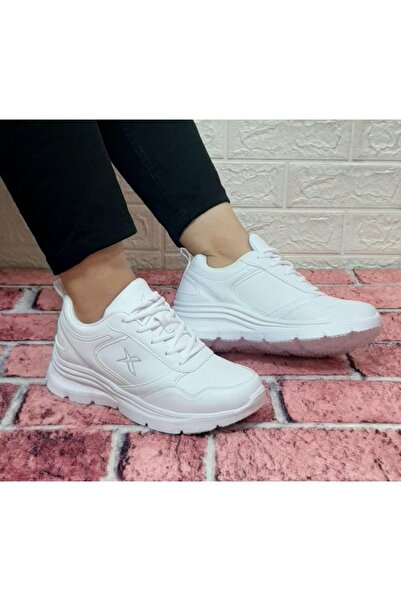 Kinetix Suomy Beyaz Ortapedik Filesiz Bağacaklı Spor Ayakkabı
