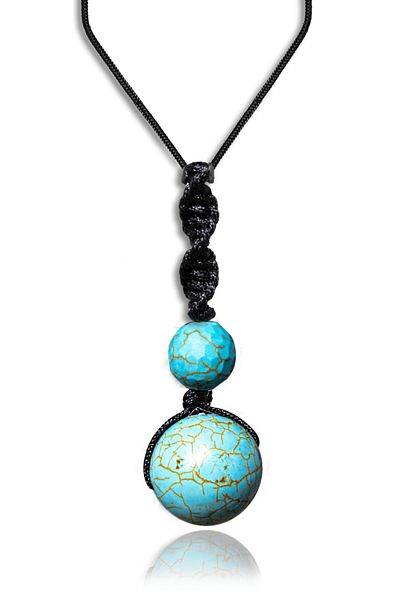 Tesbih Atölyesi Certified Adjustable Natural Turquoise Stone Necklace