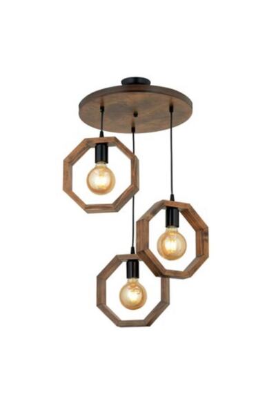 Evimdesign Kılıç 3 Lü Avize - Siyah Bakır Patine