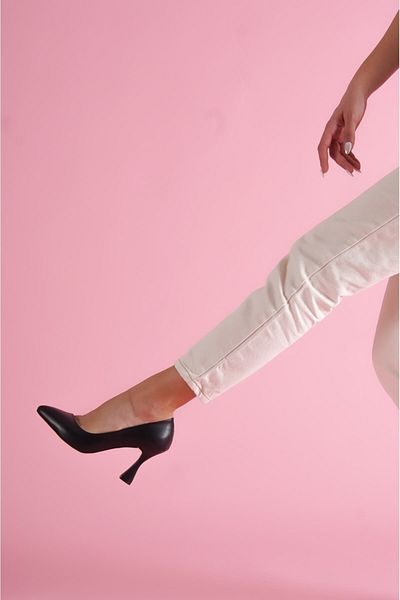 DİVOLYA Violet Black Toe Transparent Detailed Daily Use Stiletto