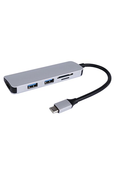 SMARTGIFT 5 In 1 Macbook Uyumlu Type C Usb 3.0 Hub 4k Hdmı Sd/tf Çevirici Ada...