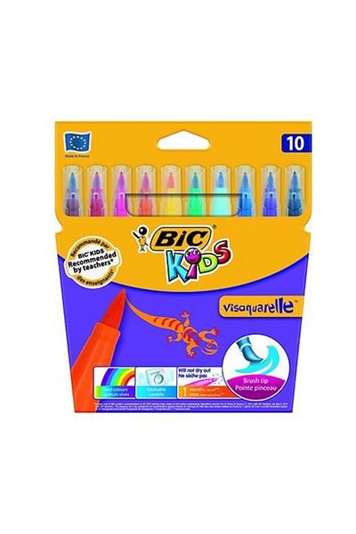 Bic 10 Pieces Kids Visa Brush Tip Felt Tip Pen Set