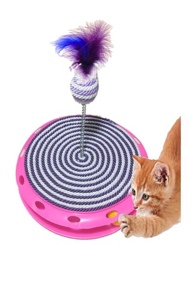 TİNEKE Single Layer Fun Cat Toy and Scratching (Purple and White)