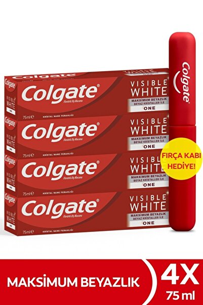 Colgate Visible White Maksimum Beyazlık Beyazlatıcı Diş Macunu 75 Ml 4x75 Ml + Fırça Kabı Hediye
