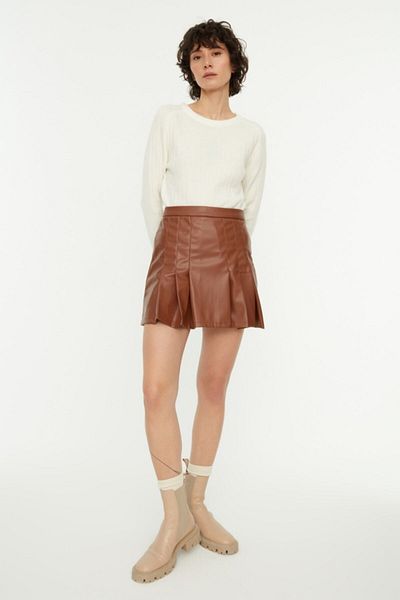 Koton Damen Lederrock in Braun 2wak70056ew