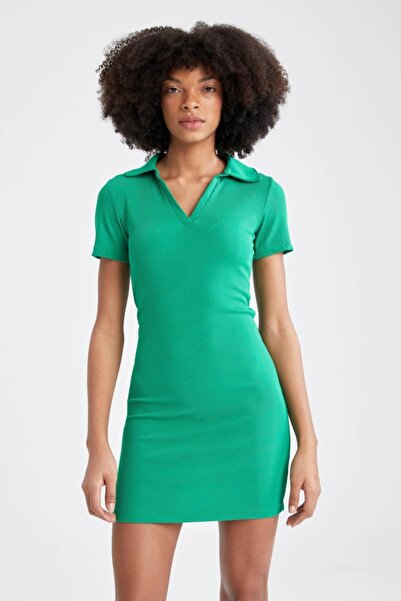 DeFacto Μίνι φόρεμα με κοντό μανίκι πόλο