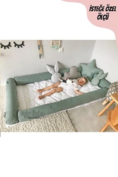 Jaju Baby Yeşil Montessori Yatak Bariyer 80x130 Beşik Kenar Koruma Özel Ölçü