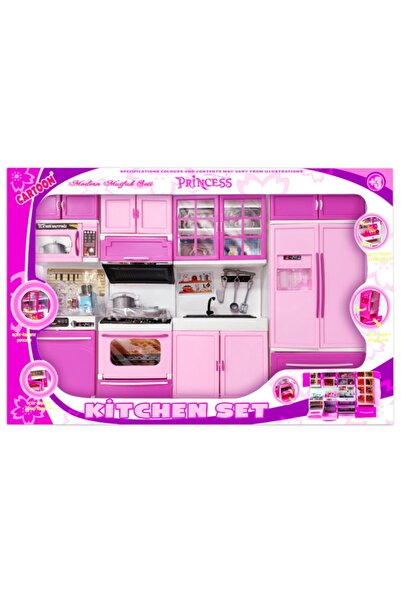 Genel Markalar 4 LÜ MUTFAK SETİ KİTCHEN SET KIZ OYUNCAK 4 ÜNİTE BUZDOLABI+LAV...