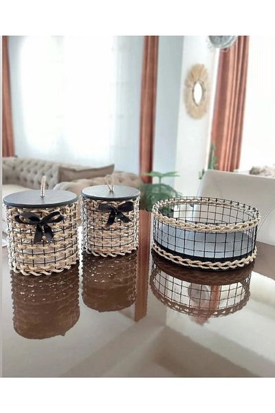 Egindra Mini coș din sârmă din răchită din 3 bucăți - rotund