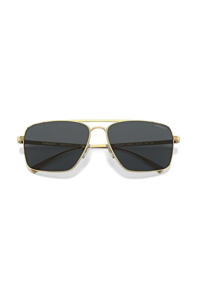 Versace Men Square Sunglasses- Ve 2216 - Lense Size:61mm - Gold