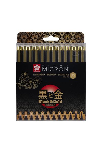Sakura Pigma Micron Technical Pen Black & Gold Edition Set of 12