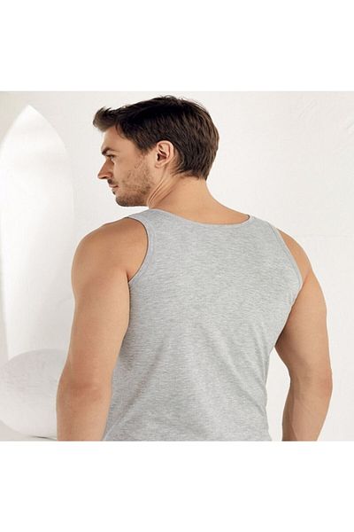 Şahinler Men's Gray Color Cotton Combed Undershirt 6 Pack Me002