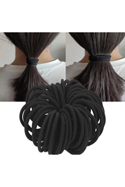 MutluBiDünya 16 Adet Siyah Renk Yetişkin Orta Kalınlıkta Kumaş Saç Lastik Tok...