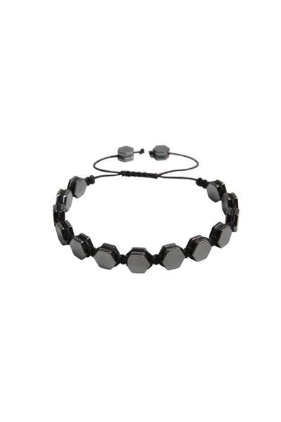 Saff Doğal Taş Hematite Stone Shiny Macrame Natural Stone Bracelet210193
