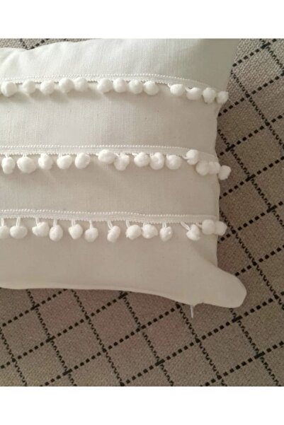 Ponpon Şerit Detaylı Kırlent Kılıfı 30*50cm