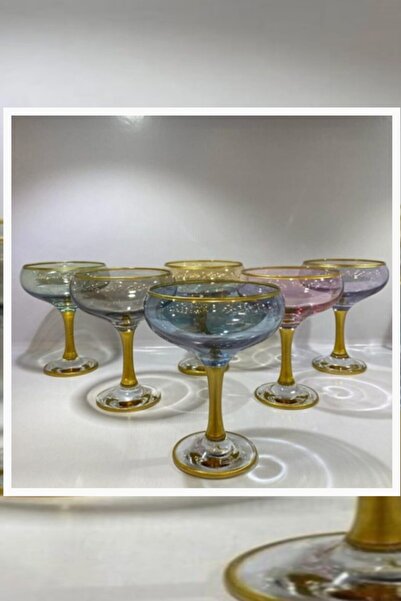 PİNK DESİGN KİTCHEN 6 Pieces Colorful Magnolia Glass Bowl Ice Cream Bowl - Bi...