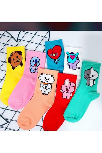 çorapdunyam Unisex Σειρά 8 πολύχρωμες κάλτσες τένις Bts Emoji Cheerful College