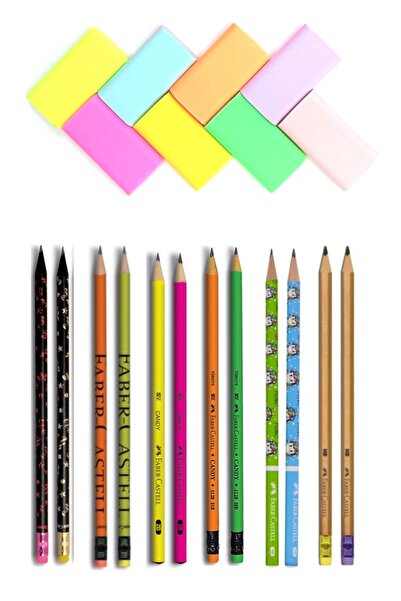 Faber Castell Lüx Karışık Desenli Kurşun Kalem Seti Eğlenceli Yeni Tasarım + ...