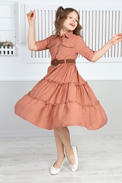İ&K ŞIMARIK KİDS Girl's Pocket Belted Dress