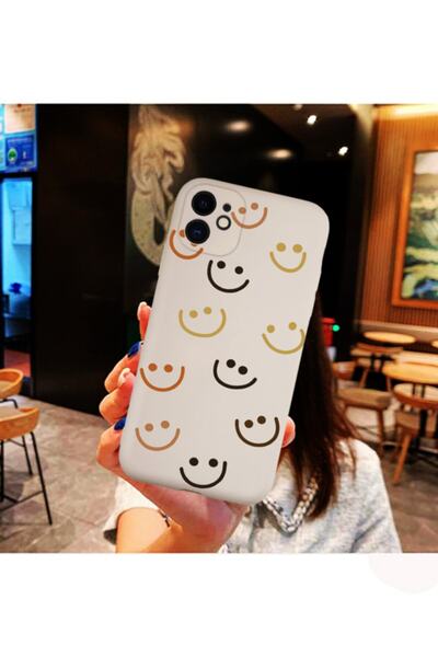 Molly Iphone 11 Uyumlu Gülücük Tasarımlı Içi Kadife Liquid Silikon Kılıf