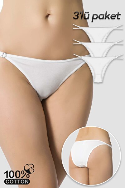 Papatya %100 Pamuk Ip Kenar Düşük Bel Külot 3'lü Paket