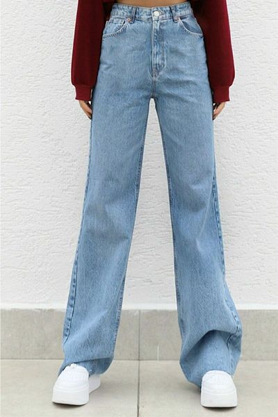 Livik Blugi din denim Palazzo cu talie super înaltă Kira anii 90 pentru femei