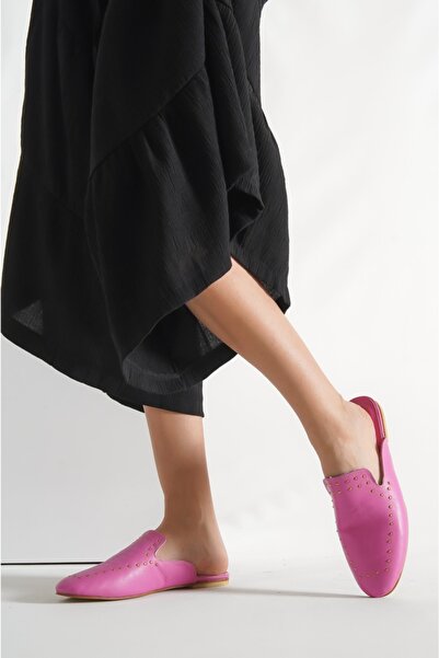 PASSAGE SHOES 6138 Fuksija Sa nitnama Prava koža Žene Papuče