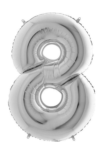 Oyuncak Paketi Silver Foil Balloon Number 8 100 Cm