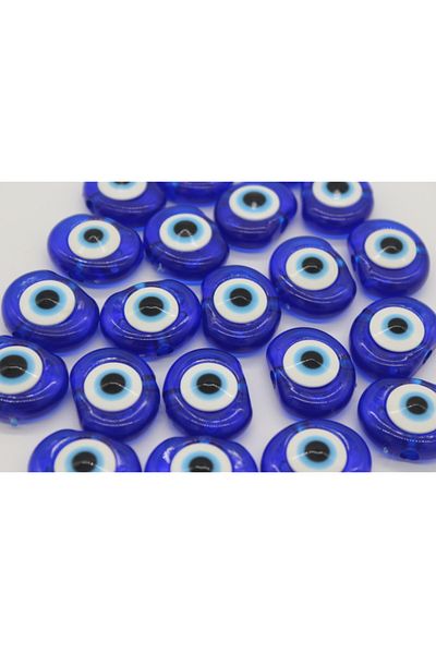 Hobimos Large Flat Model Plastic Evil Eye Bead, 20x28mm Dark Blue Evil Eye Bead (20 PIECES BEADS)
