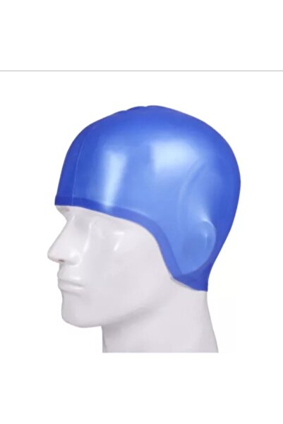 eleven market Yüzücü Bonesi Silikon Kulaklı Mavi Yüzücü Bonesi